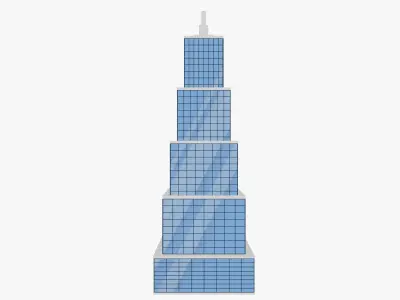 Cartoon skyscraper building 5 Low-poly 3D model