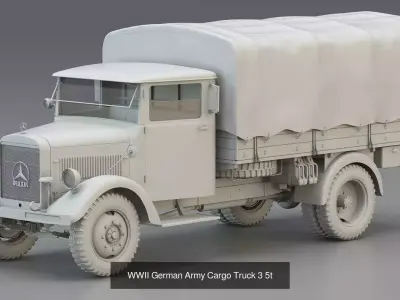 WWII German Trucks Collection 3 Models 3D Model Pack