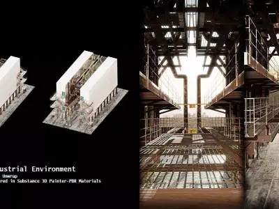 Industrial Low Poly 3D Environment Game Ready Low-poly 3D model