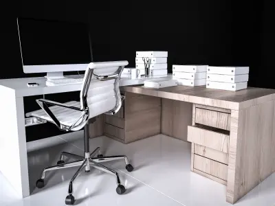 Office Desk - Interior Office Furniture 06 3D model