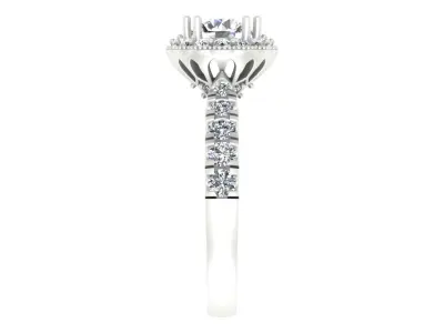 Halo Blue Sapphire and Diamond Engagement Ring 3D print model