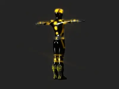 Golden vines futuristic battle suits collection Low-poly 3D model