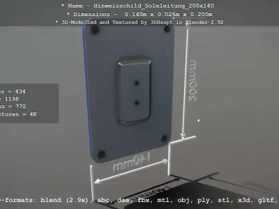 SoleleitungHinweisschild Soleleitung 200x140mm Low-poly 3D model