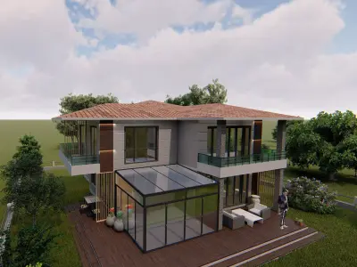 Exterior Facade Render of Summer Villa  3D model