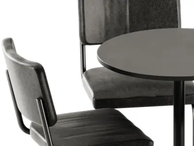 Casual Round 70 Table by Bene and Chair S 32 PV by Thonet 3D model