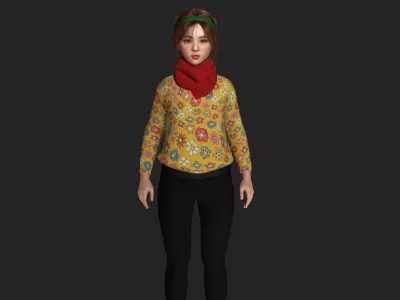 AAA 3D REALISTIC CHARACTER - BEAUTIFUL LITTLE GIRL WINTER OUTFIT Low-poly 3D model