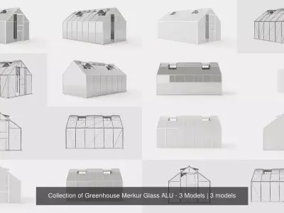 Collection of Greenhouse Merkur Glass ALU - 3 Models 3D Model Pack