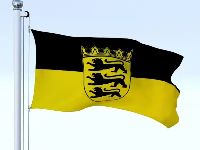 Animated Baden-Wurttemberg German State Flag Low-poly 3D model