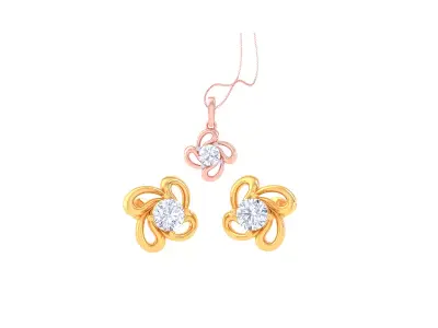 Solitaire Super Light Weight Earring Pendant Set 3D print model