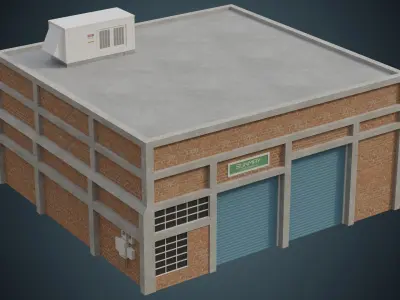 Industrial Building 1A Low-poly 3D model