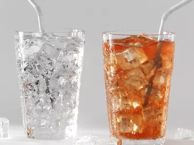 Glass with liquid and droplets 3D model