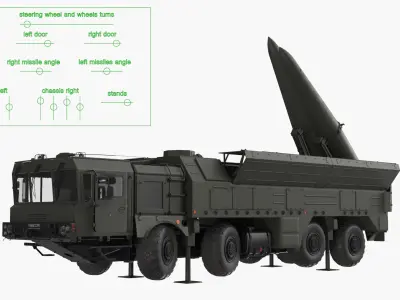  Heavy Ballistic Missile Carrier Vehicle Rigged for Maya 