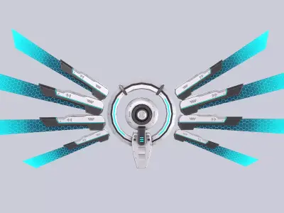 Sci fi wings Low-poly 3D model