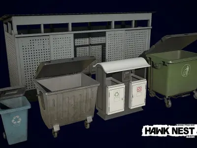 Trash Bin Collection Low-poly 3D model
