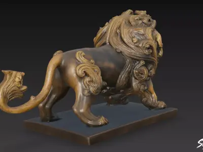 Lion Statue V48 Low-poly 3D model