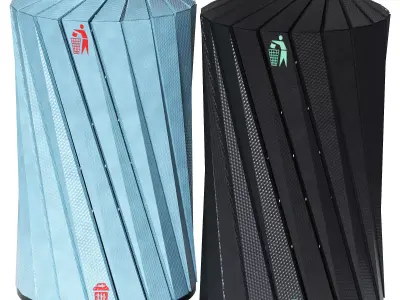 Trash Can Low-poly 3D model