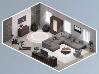 Room 30 Low-poly 3D model