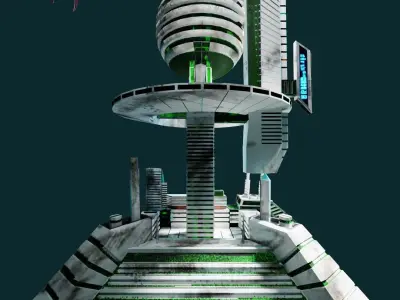 Sci-fi City Buildings Low Poly Kitbash Set  Neo Victoria Low-poly 3D model
