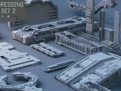 Scifi dressing kitbash set 2 Low-poly 3D model