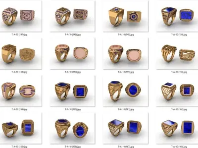 ring 120 pieces drawing 3d rihone drawing ring rings ring 3D print model