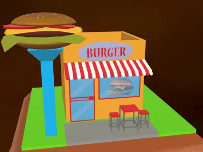 Burger Shop Free low-poly 3D model
