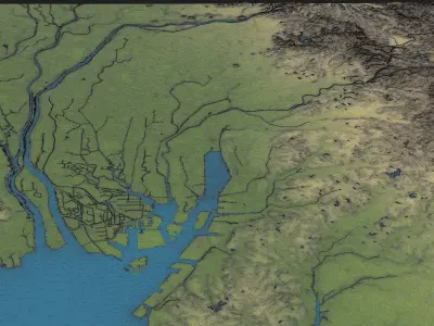 Nagoya - Topography Terrain Low-poly 3D model