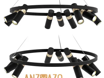 SPOOR chandelier with four lights hanging from it 3D model