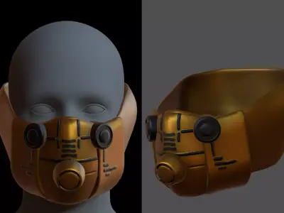 Gas mask helmet 3d model scifi Low-poly  Low-poly 3D model 214