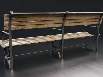 Vintage Iron and Wood Park Bench Low-poly 3D model