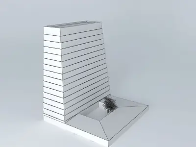 Prism building with plant in middle Free 3D model