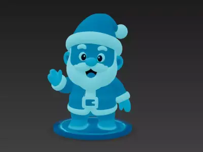 Hologram Santa Claus Futuristic Sci-Fi Chibi 3D Character Model Low-poly 3D model