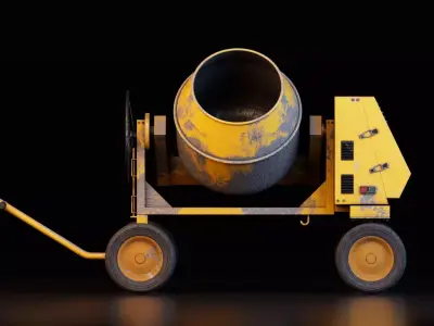 Concrete Mixer Machine Low-poly 3D model