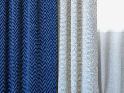 Curtains 49 Curtains with Tulle Sax Sunbrella and Lecce String 3D model