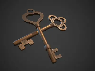 Vintage Bronze Keys Low-poly 3D model
