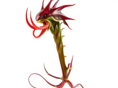 Spiky Crimson Creature model pack Low-poly 3D model