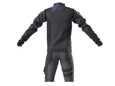 Scifi futuristic male outfit scifi jacket shirt pants 3D model