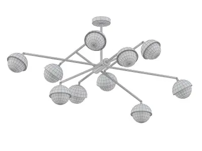 KENDALL modern brass chandelier with glass globes 3D model