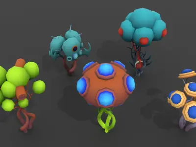 Biomechanical World - Trees Low-poly 3D model