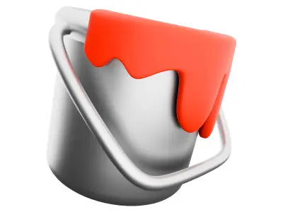 3d  open bucket with a paint color 3D model