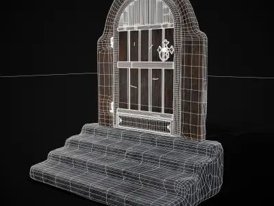 Rustic Hearth Door Low-poly 3D model