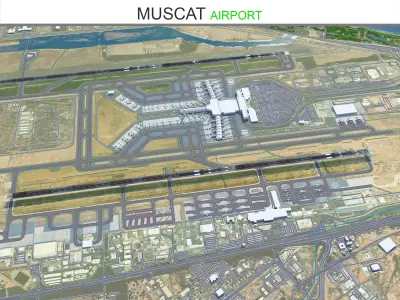 Muscat Airport 10km Low-poly 3D model