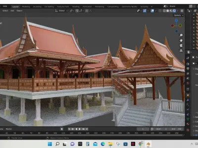 Thai architecture  songthai ancient Low-poly 3D model
