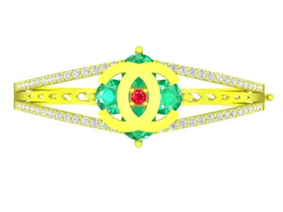 Luxury Split Shank Gemstone Ring for Women 6416 3D print model