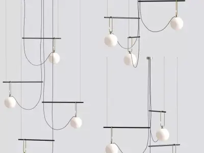 Ic Flos Hanging Pendant Lamp Set 3D model