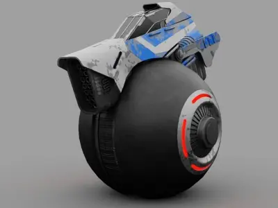 one wheel  futuristic vehicle  3D model