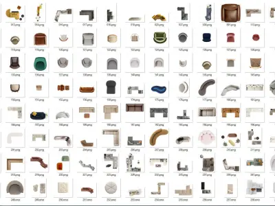 FLOOR PLAN 2d furniture top view 3D render realistic  3D model