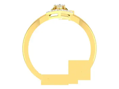 Light Weight Yellow Gold Diamond Ring  -R-4156 3D print model
