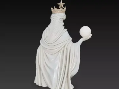 Celestial Star Goddess - Marble Oracle Statue Radiant Sphere 3D print model