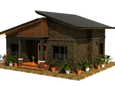 Modern House 002 Low-poly 3D model