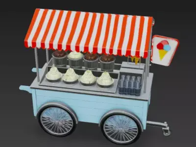 3D Ice Cream Cart Model High Quality 3D model
